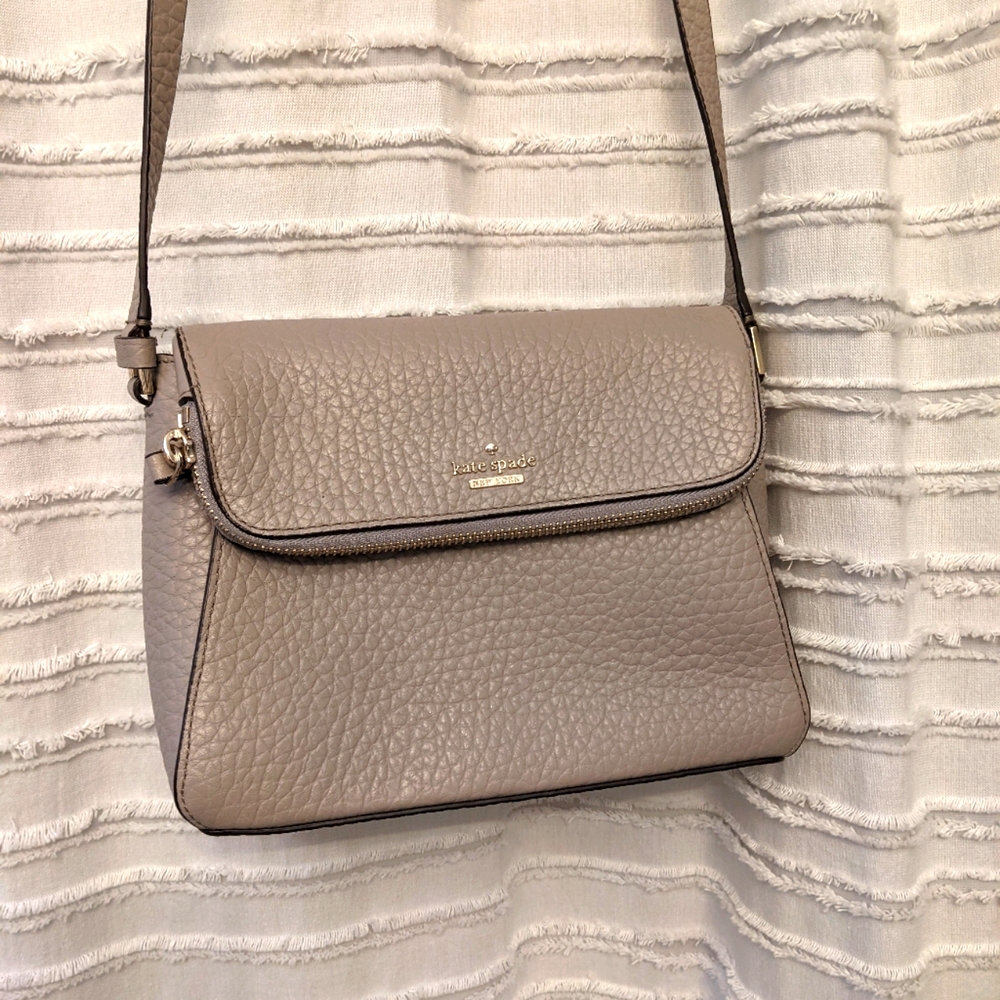 Kate Spade Foldover Leather Crossbody Bag Tan